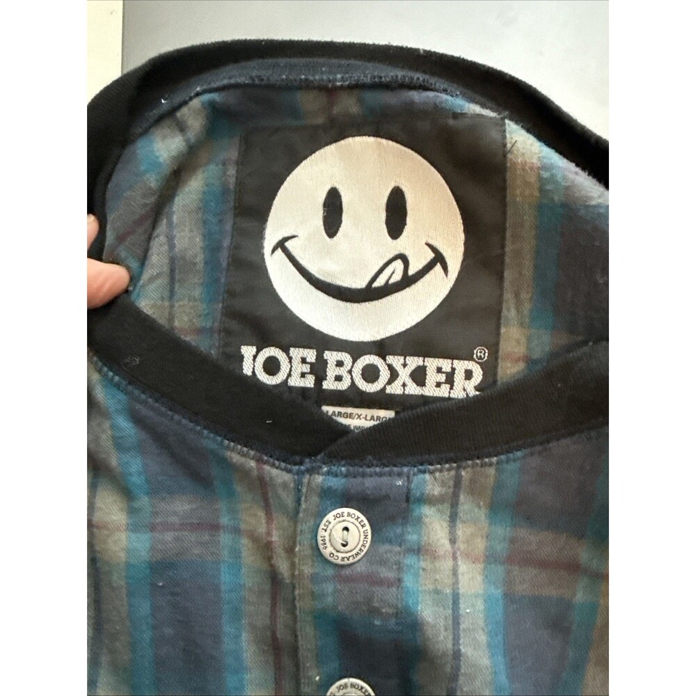 Rare Vintage 90s Joe Boxer Flannel Henley Large Oversized Fit Grunge Baggy
